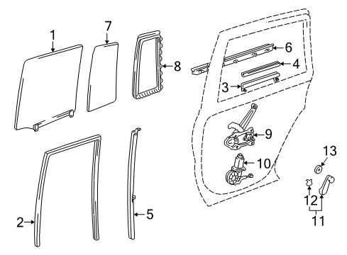 2003 Toyota RAV4 Run, Rear Door Glass, RH Diagram for 68142-42021