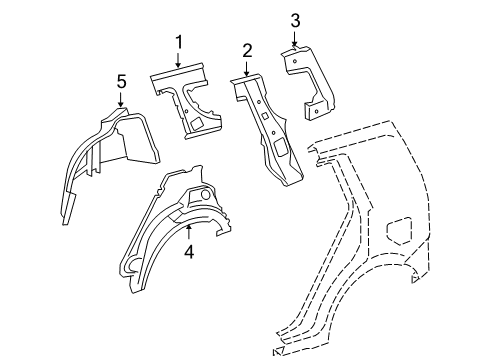 2010 Scion xB Inner Structure - Quarter Panel Diagram