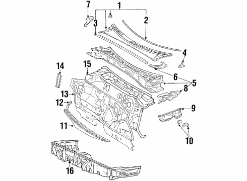 1993 Toyota Celica Nozzle Sub-Assy, Cowl Panel Water Extract Diagram for 55073-20040