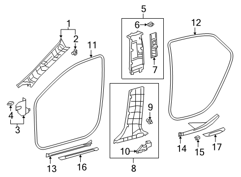 2021 Toyota Avalon Interior Trim - Pillars Diagram