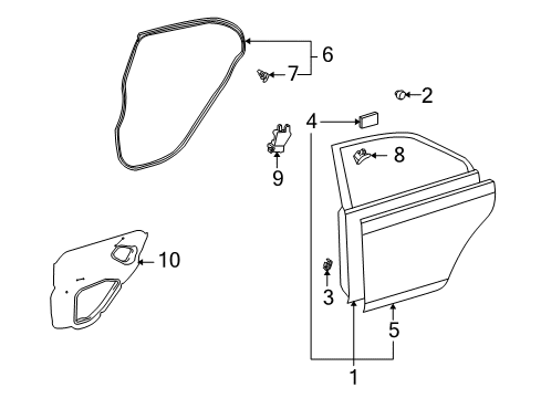 2012 Toyota Corolla Rear Door, Body Diagram