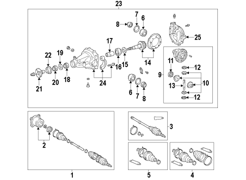 2008 Toyota Highlander Rear Differential Carrier Assembly Diagram for 41110-21071