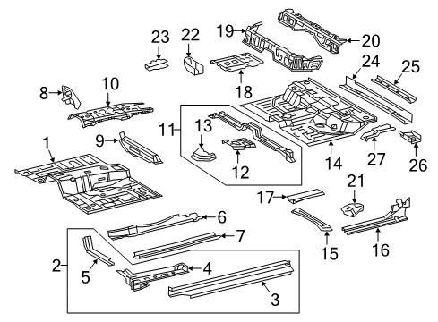 2017 Toyota Tacoma Sidemember Assembly, Inner Driver Side Diagram for 57028-04021