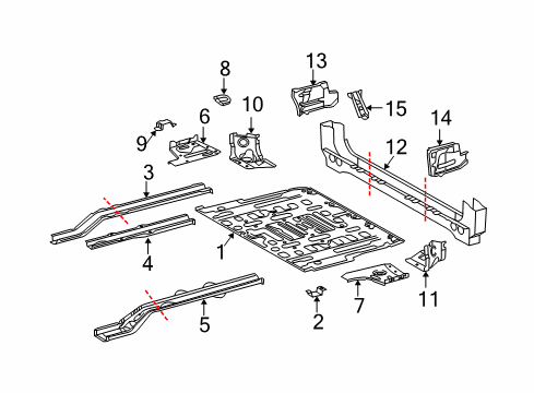 2006 Toyota 4Runner Rear Body - Floor & Rails Diagram