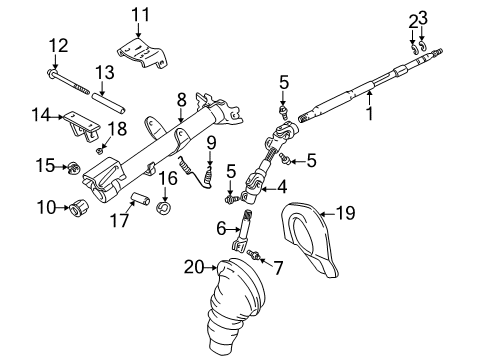 2001 Toyota Celica Shaft Assy, Steering Intermediate Diagram for 45260-20430