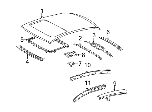 2008 Toyota Avalon Panel, Windshield Header, Inner Diagram for 63132-AC030