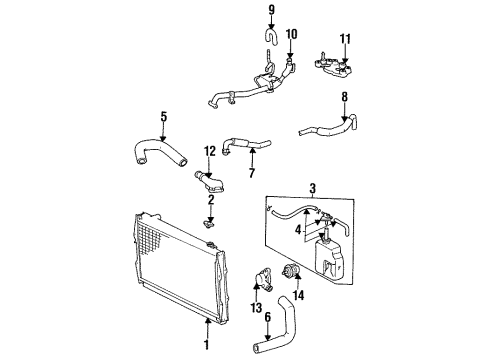 1997 Toyota T100 Tank Assy, Radiator Reserve Diagram for 16470-65030