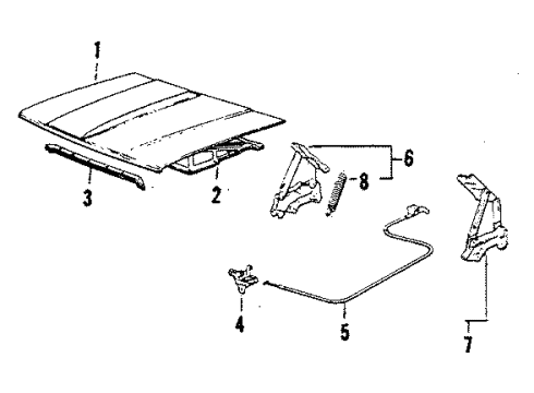 1986 Toyota Cressida Seal, Hood To Radiator Support Diagram for 53381-22060