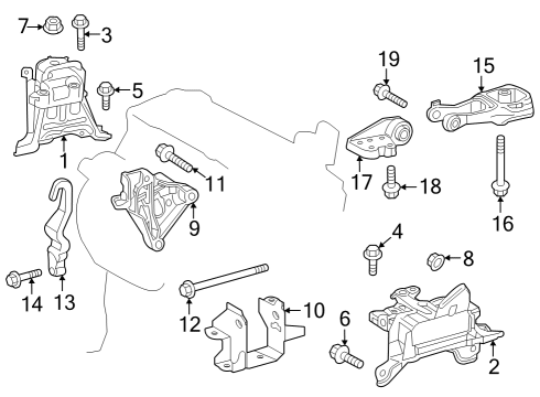 2023 Toyota Corolla Engine & Trans Mounting Diagram