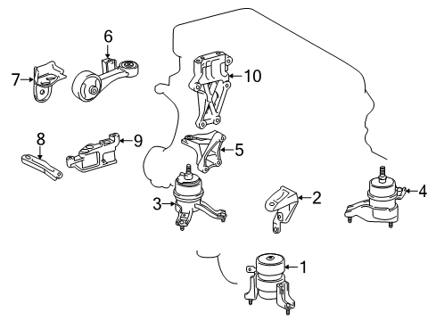 2018 Toyota Avalon Engine & Trans Mounting Diagram