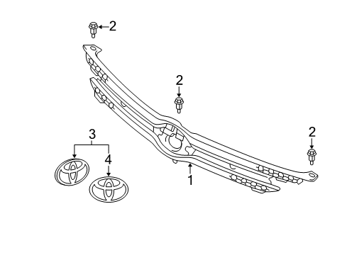 2005 Toyota Echo Grille & Components Diagram