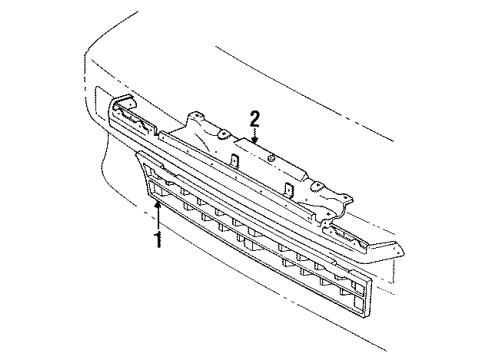 1989 Toyota MR2 Lower Radiator Grille Diagram for 53112-17011