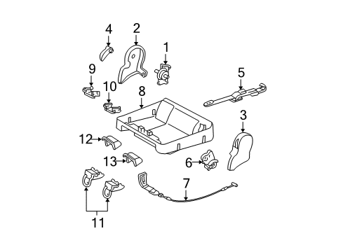 2004 Toyota Tundra Lock Cable, Rear Passenger Side Diagram for 78910-0C020-E0