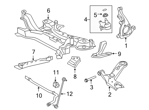 2012 Toyota RAV4 Front Suspension Components, Lower Control Arm, Stabilizer Bar Diagram