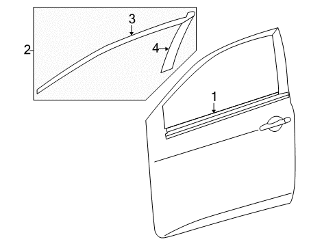 2012 Toyota Corolla Exterior Trim - Front Door Diagram