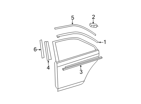 2008 Toyota Camry Exterior Trim - Rear Door Diagram 1 - Thumbnail