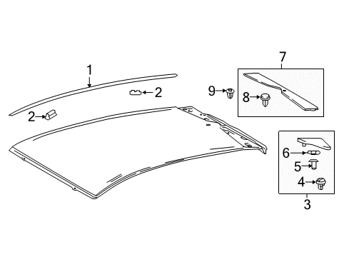 2019 Toyota Prius Prime Exterior Trim - Roof Diagram 2 - Thumbnail