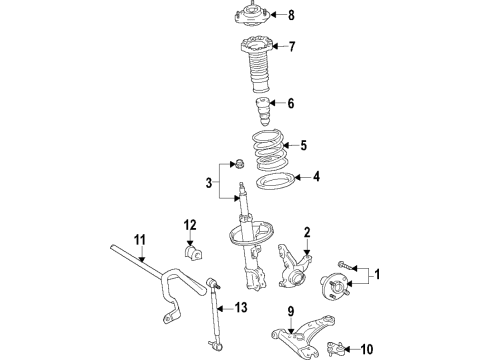 2022 Toyota Prius AWD-e Front Suspension, Control Arm, Ride Control, Stabilizer Bar Diagram 1 - Thumbnail