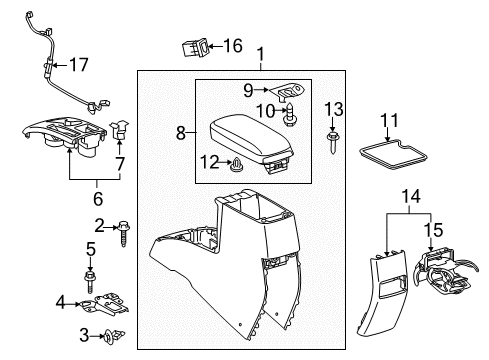 2011 Scion xB Door Sub-Assembly, Console Compartment Diagram for 58905-12821-B1