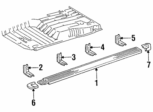 1997 Toyota Land Cruiser Exterior Trim - Pillars, Rocker & Floor Diagram