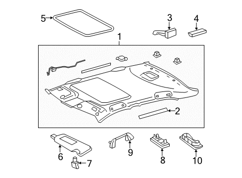 2009 Toyota Camry Moulding, Sun Roof Opening Trim Diagram for 63318-33050-B0