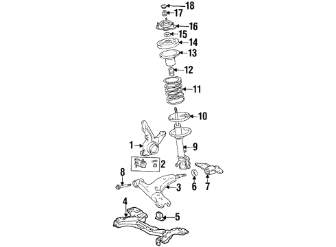 1994 Toyota Corolla Front Suspension, Control Arm, Stabilizer Bar Diagram 1 - Thumbnail