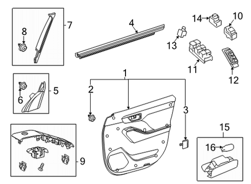 2020 Toyota Highlander Interior Trim - Front Door Diagram