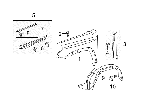 2016 Toyota 4Runner Panel, Front Fender, LH Diagram for 53812-35510