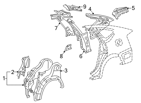 2008 Toyota Prius Inner Structure - Quarter Panel Diagram