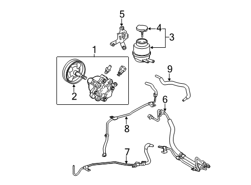 2009 Toyota Avalon P/S Pump & Hoses, Steering Gear & Linkage Diagram