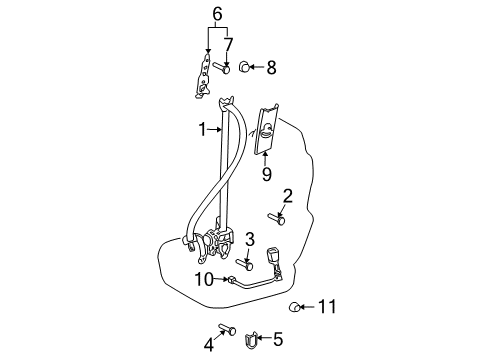 2005 Toyota Sienna Cover, Shoulder Belt Anchor, LH Diagram for 73024-AE010-E0