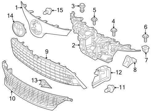 2024 Toyota Corolla Radiator Grille Diagram for 53111-12E90