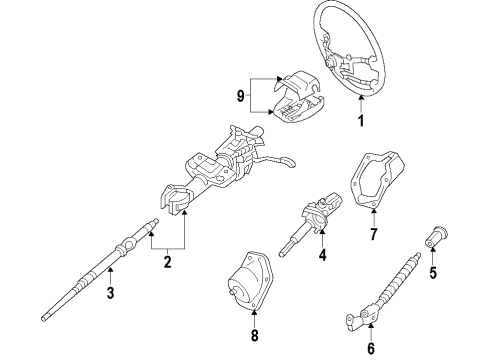 2008 Toyota FJ Cruiser Steering Column & Wheel, Steering Gear & Linkage Diagram 1 - Thumbnail