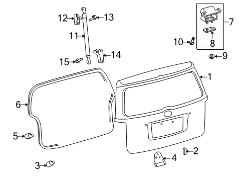 2010 Scion xB Gate & Hardware Diagram