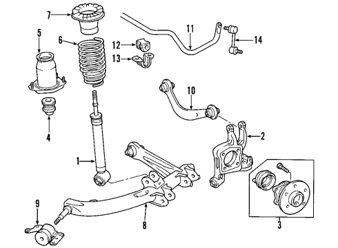 2000 Toyota Celica Rear Suspension, Control Arm Diagram 2 - Thumbnail