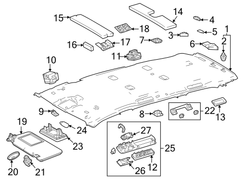 2024 Toyota Grand Highlander Courtesy Lamp, Gray, Driver Side Diagram for 81390-0E100-B0