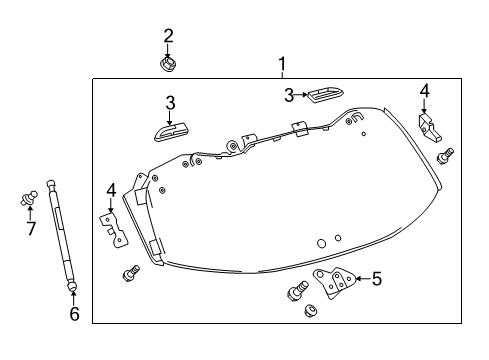 2018 Toyota Highlander Back Window Stay Assembly Left Diagram for 68940-0E050