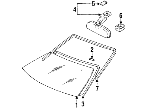 1998 Toyota Tercel Windshield Glass, Reveal Moldings Diagram