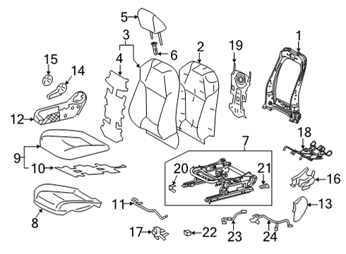 2021 Toyota Venza Passenger Seat Components Diagram