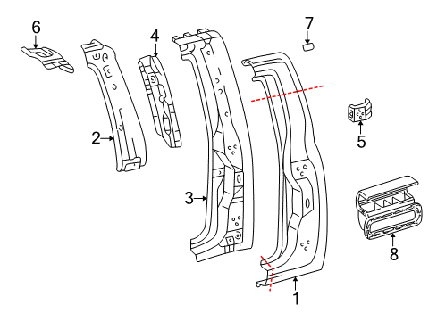 2005 Toyota Tundra Reinforcement, Quarter Lock Pillar, LH Diagram for 61518-0C011