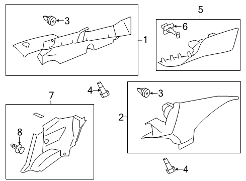 2015 Scion FR-S Interior Trim - Quarter Panels Diagram