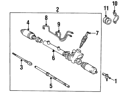 1992 Toyota Paseo Power Steering Rack Sub-Assembly Diagram for 44204-16070