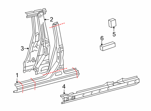 2001 Toyota Highlander Pillar, Center Body, Inner RH Diagram for 61343-48020