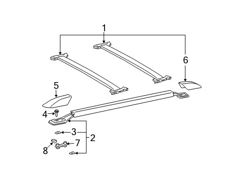 2003 Toyota 4Runner Cross Bar, Silver Diagram for 63047-35011