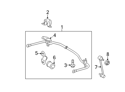 2008 Toyota Highlander Rear Suspension Components, Stabilizer Bar Diagram