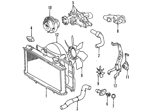 1994 Toyota Supra Cooling System, Radiator, Water Pump, Cooling Fan Diagram 3 - Thumbnail