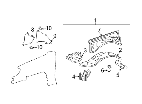 2005 Toyota 4Runner Inner Components - Fender Diagram