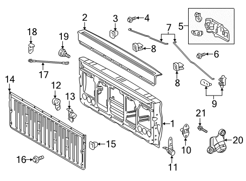 2021 Toyota Tacoma Hinge, Side Gate Sup Diagram for 66143-04021