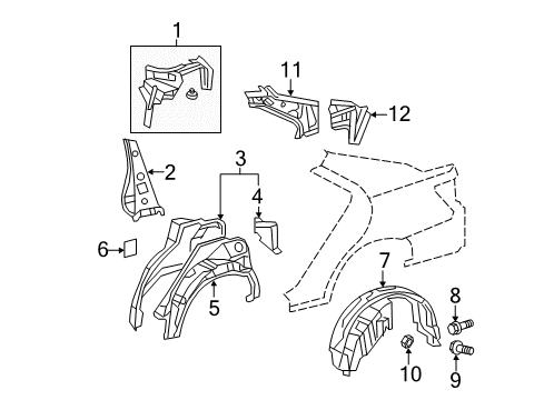 2008 Toyota Camry Inner Structure - Quarter Panel Diagram