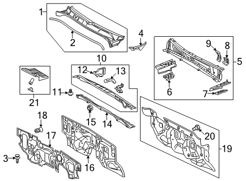 2021 Toyota Tundra Cab Cowl Diagram